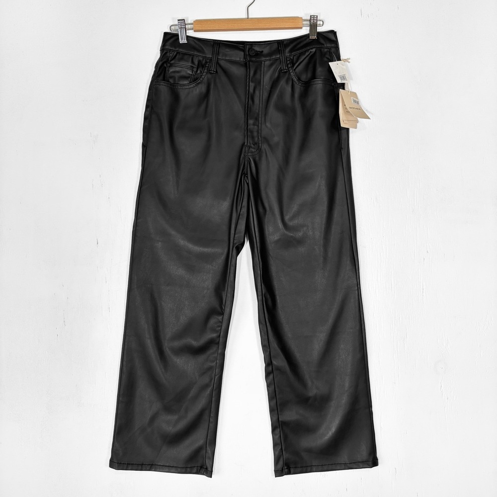 Mother NEW Rambler Zip Ankle Faux Leather Straight Leg Jeans Womens 30 Minimal - Picture 2 of 10
